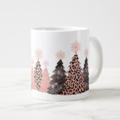 Glanzende Luipaardprint Kerstbomen Grote Koffiekop (Voorkant rechts)