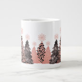 Glanzende Luipaardprint Kerstbomen Grote Koffiekop (Voorkant)