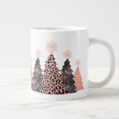 Glanzende Luipaardprint Kerstbomen Grote Koffiekop (Rechts)