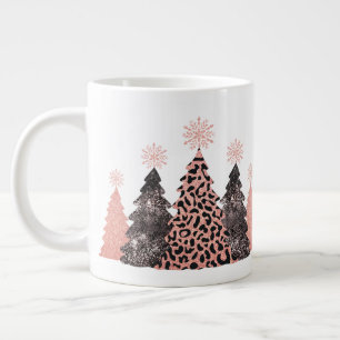 Glanzende Luipaardprint Kerstbomen Grote Koffiekop