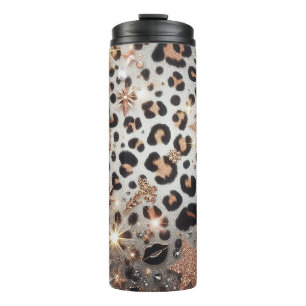 Glanzende Luipaardprint Thermosbeker