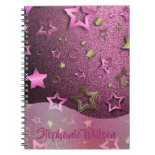 Glanzende luxe glam chique roze magenta gouden ste notitieboek (Voorkant)