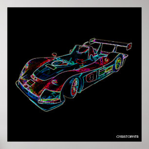 Glanzende luxe Neon Colors Car Poster