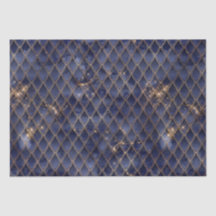 Glanzende marineblauw & gouden glinsterende draake