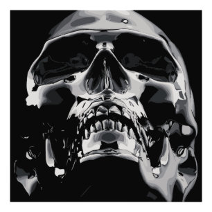 Glanzende Metal Skull Kunstwerk Foto Afdruk