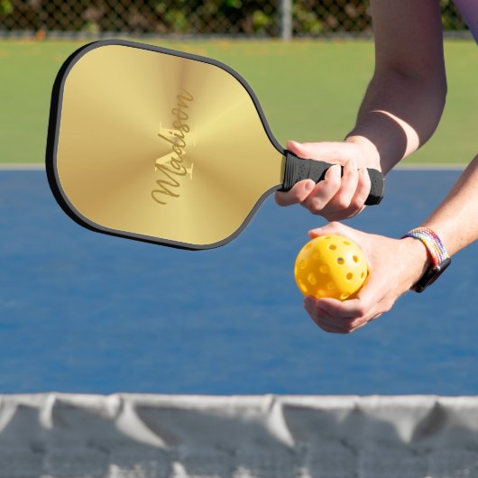 Glanzende metalen gouden textuur pickleball paddle (Insitu)