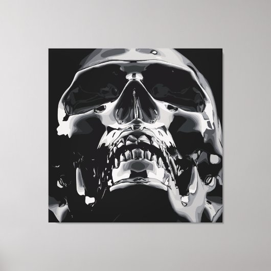 Glanzende metalen schedel kunstwerk canvas afdruk (Voorkant)