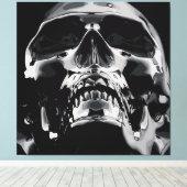 Glanzende metalen schedel kunstwerk canvas afdruk (Insitu (Houten vloer))