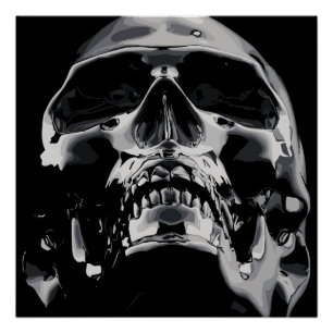 Glanzende Metalen Schedel Kunstwerk Perfect Poster