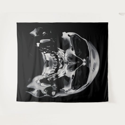 Glanzende metalen schedel kunstwerk wandkleed (Voorkant (horizontaal))