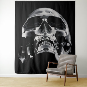 Glanzende Metalen Schedel Kunstwerk Wandkleed