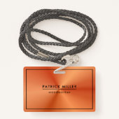 Glanzende metalen Sinaasappels textuur zwarte acce Badge (Achterkant met draagriem)