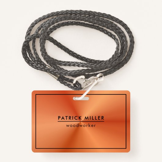 Glanzende metalen Sinaasappels textuur zwarte acce Badge (Voorkant met draagriem)