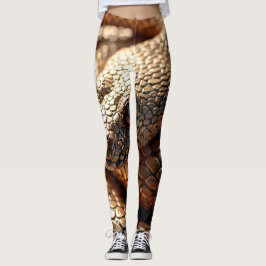 Glanzende metalen slangenhuidtextuur in brons leggings