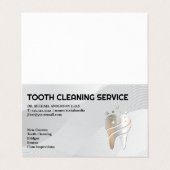 Glanzende metalen tand Logo | tandheelkunde Visitekaartje (Buitenkant ongevouwen)
