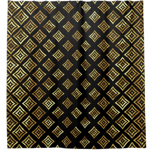 Glanzende Metallic Gold Rhomboid Douchegordijn (Voorkant)