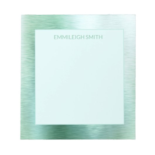 Glanzende Metallic Iriserende Mintgroene Naam Noti Notitieblok (Voorkant)