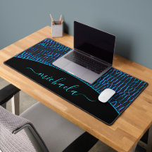 Glanzende metallic neon blauw abstracte aangepaste