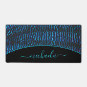 Glanzende metallic neon blauw abstracte aangepaste bureaumat (Voorkant)