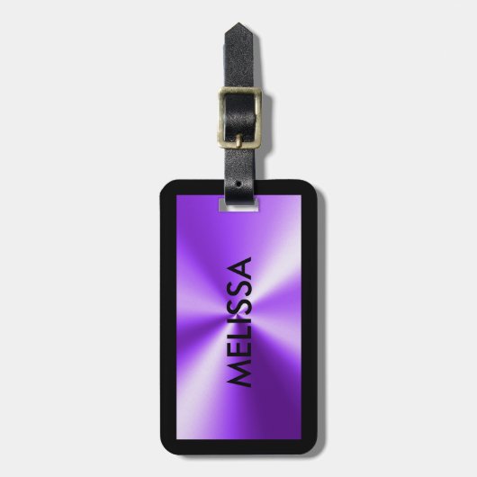 Glanzende metallic Paarse print Bagagelabel (Voorkant verticaal)
