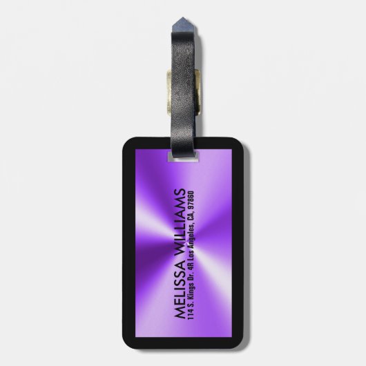 Glanzende metallic Paarse print Bagagelabel (Achterkant verticaal)