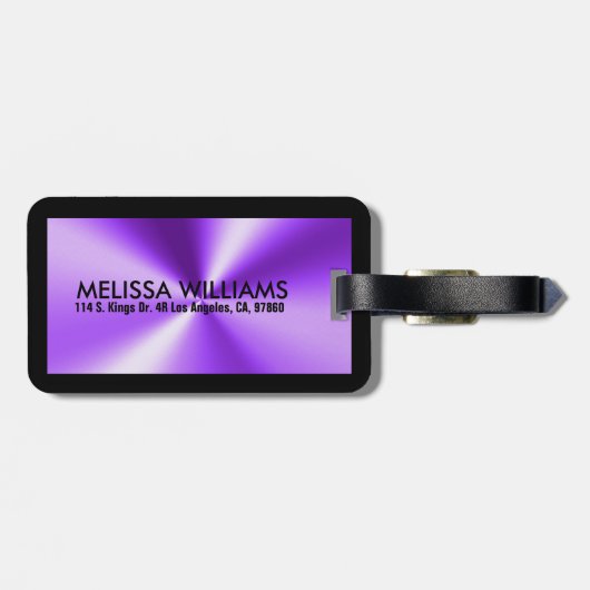 Glanzende metallic Paarse print Bagagelabel (Achterkant horizontaal)