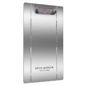 Glanzende metallic zilver-grijze achtergrond klembord (Rechts)