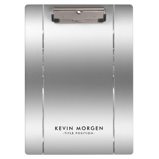Glanzende metallic zilver-grijze achtergrond klembord (Voorkant)