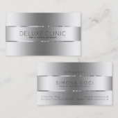 Glanzende Metallic Zilveren Achtergrond Visitekaartje (Voorkant / Achterkant)