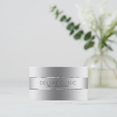 Glanzende Metallic Zilveren Achtergrond Visitekaartje (Staand voorkant)