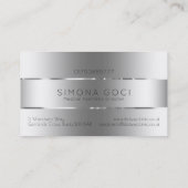 Glanzende Metallic Zilveren Achtergrond Visitekaartje (Achterkant)