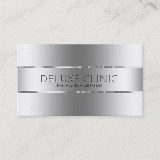 Glanzende Metallic Zilveren Achtergrond Visitekaartje (Voorkant)