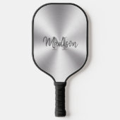 Glanzende metallic zilveren textuur pickleball paddle (Voorkant)