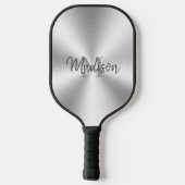 Glanzende metallic zilveren textuur pickleball paddle (Achterkant)