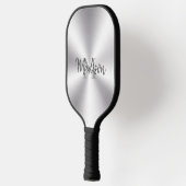 Glanzende metallic zilveren textuur pickleball paddle (Links)