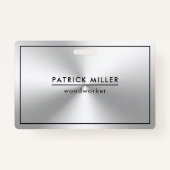 Glanzende metallic zilveren textuur zwarte accente badge (Achterkant)