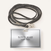 Glanzende metallic zilveren textuur zwarte accente badge (Achterkant met draagriem)