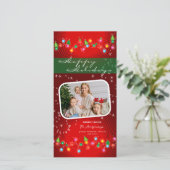 Glanzende Mini Kerstversiering Fantasievolle Foto Feestdagenkaart (Staand voorkant)