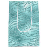 Glanzende Mint Zebraprint Medium Cadeauzakje (Achterkant)