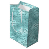 Glanzende Mint Zebraprint Medium Cadeauzakje (Achterkant Gekanteld)