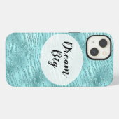 Glanzende Mint Zebrastrepen iPhone Hoesje (Achterkant horizontaal)