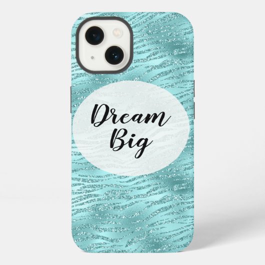 Glanzende Mint Zebrastrepen iPhone Hoesje (Achterkant)