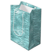 Glanzende Mint Zebrastrepen Medium Cadeauzakje (Voorkant Gekanteld)