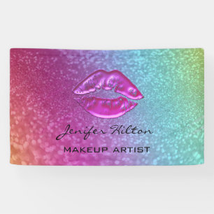 Glanzende moderne chic holografische regenbooglipp spandoek