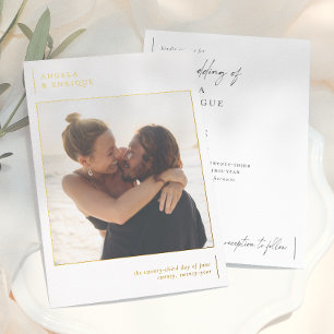 Glanzende Moderne & Minimalistische Romantische Fo Folie Uitnodiging