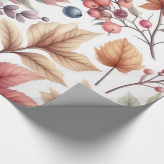 Glanzende Moody Floral op Wit Cadeaupapier (Hoek)