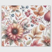 Glanzende Moody Floral op Wit Cadeaupapier (Vlak)
