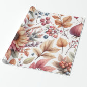 Glanzende Moody Floral op Wit Cadeaupapier (Uitgerold)