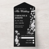 Glanzende Muzieknoten bruiloft All In One Uitnodiging (Binnen)