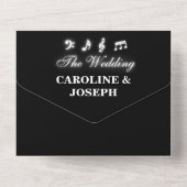 Glanzende Muzieknoten bruiloft All In One Uitnodiging (Achterkant)